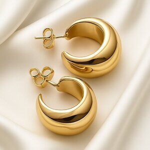 Elegant Gold Hoop Earrings – Lightweight Classic open hoop Jewelry for Women